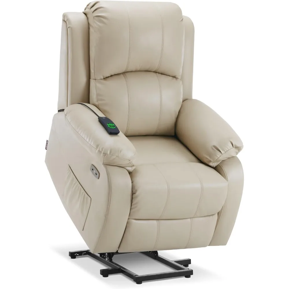 

Small-Regular Power Lift Recliner Chair with Massage and Heat for Petite Elderly People, 3 Positions, 2 Side Pockets, USB Ports