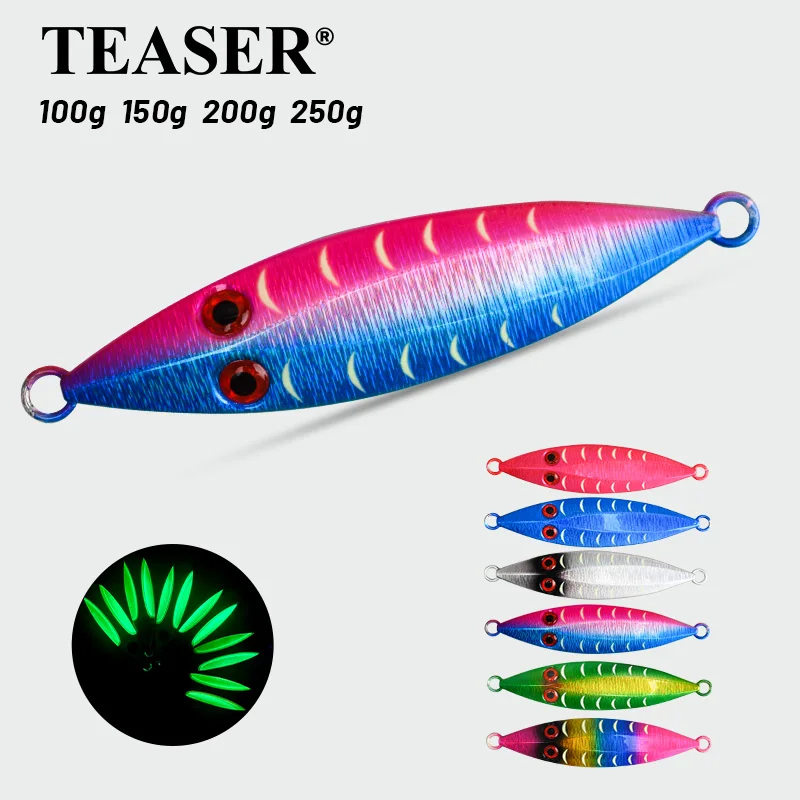 TEASER Biolumineszierender, langsam sinkender Kunstköder 100g - 250g für Bootsangeln, langsam schüttelnder Köder, Imitationsköder