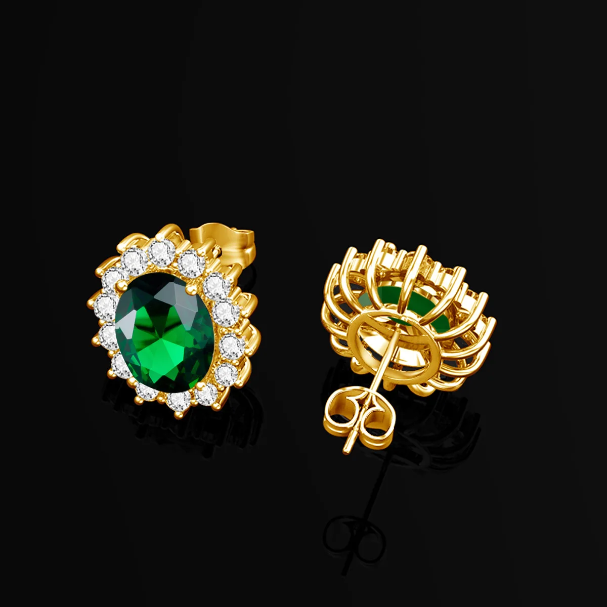 Szjinao Luxury Princess Diana Green Emerald Earrings Gold Elegant Good Quality British Jewelry For Women 2024 Trend Summer Gift