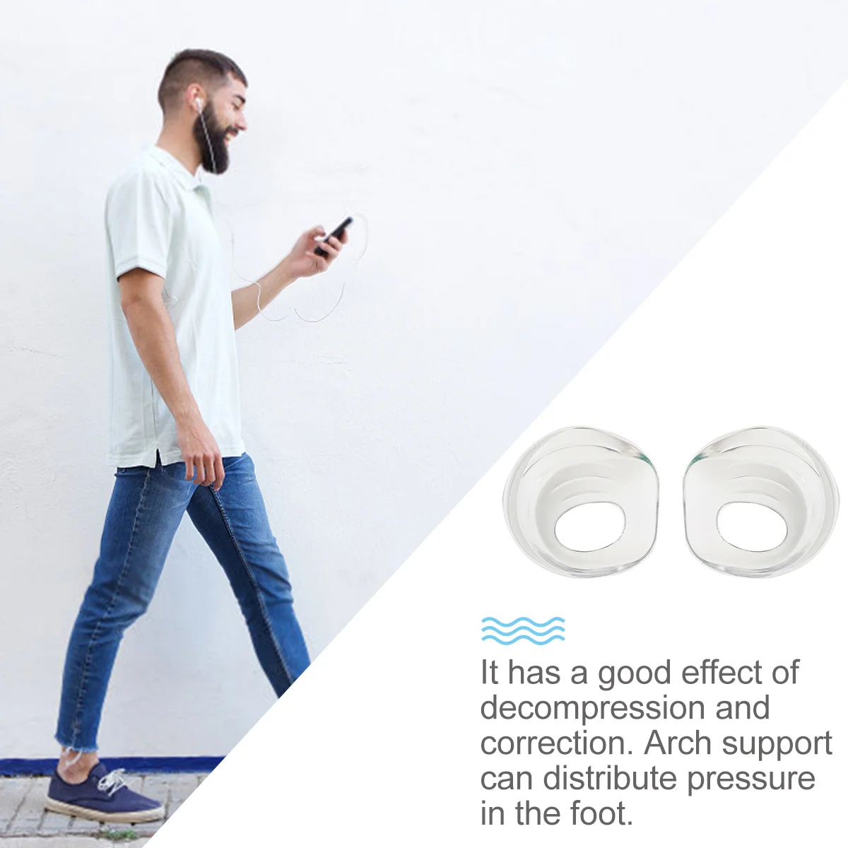 

2pcs Orthopedic Insoles Silicone Heel Pads For Men Women Arch Support Flat Feet Pain Relief Insoles Work Boots Walking Shoes