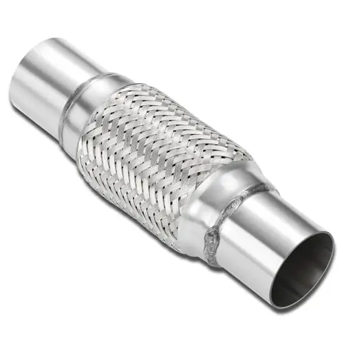 

Heavy Duty 304 Stainless Steel Exhaust Flex Connector, 2.25 Inch OD, 6 Inch Double-Braided Core, 10 Inch Full Length, Universal