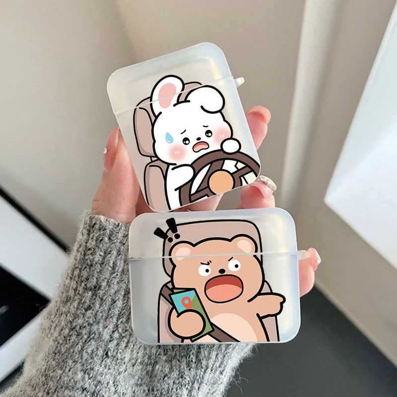 

Cartoon Bear Rabbit Couple Earphone Case for Airpods 4th 3rd 2 Pro Covers for Airpod 2 3 1 Protective Accessorie Shell Fundas
