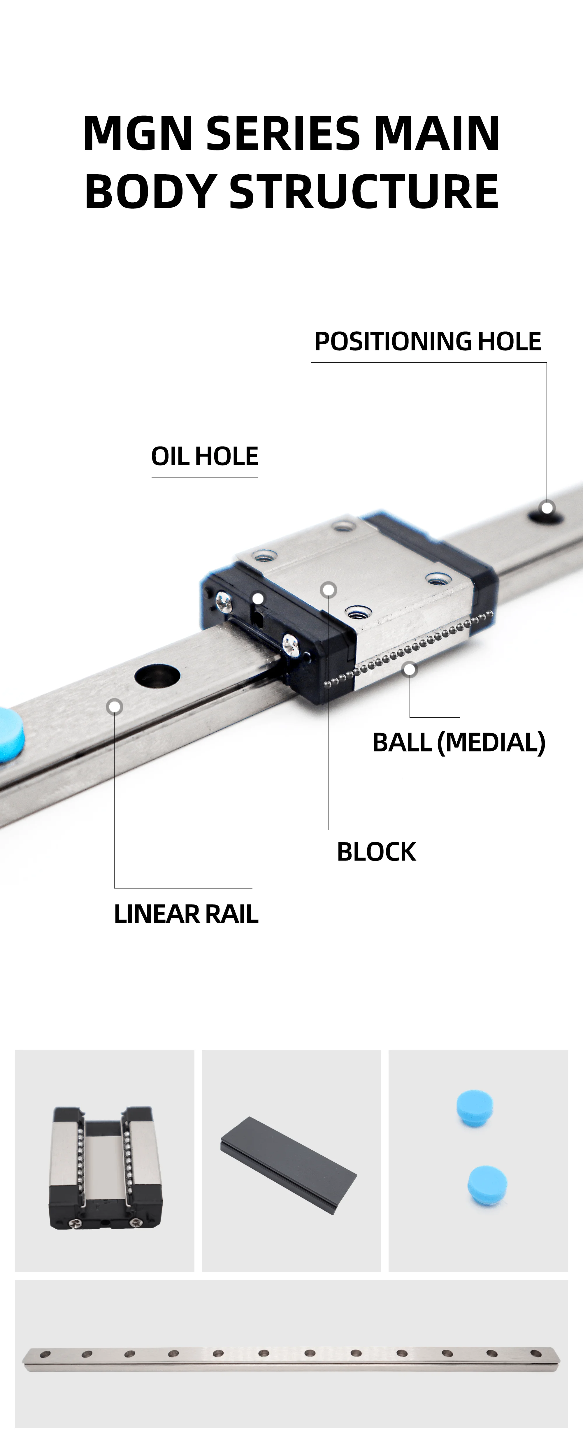 Miniatur-Linearführungen der MGN-Serie – MGN7 / MGN9 / MGN12 / MGN15 C&H | Schmaler Typ mit Einzelwagen für CNC, 3D-Drucker, Automatisierung – Detail 4