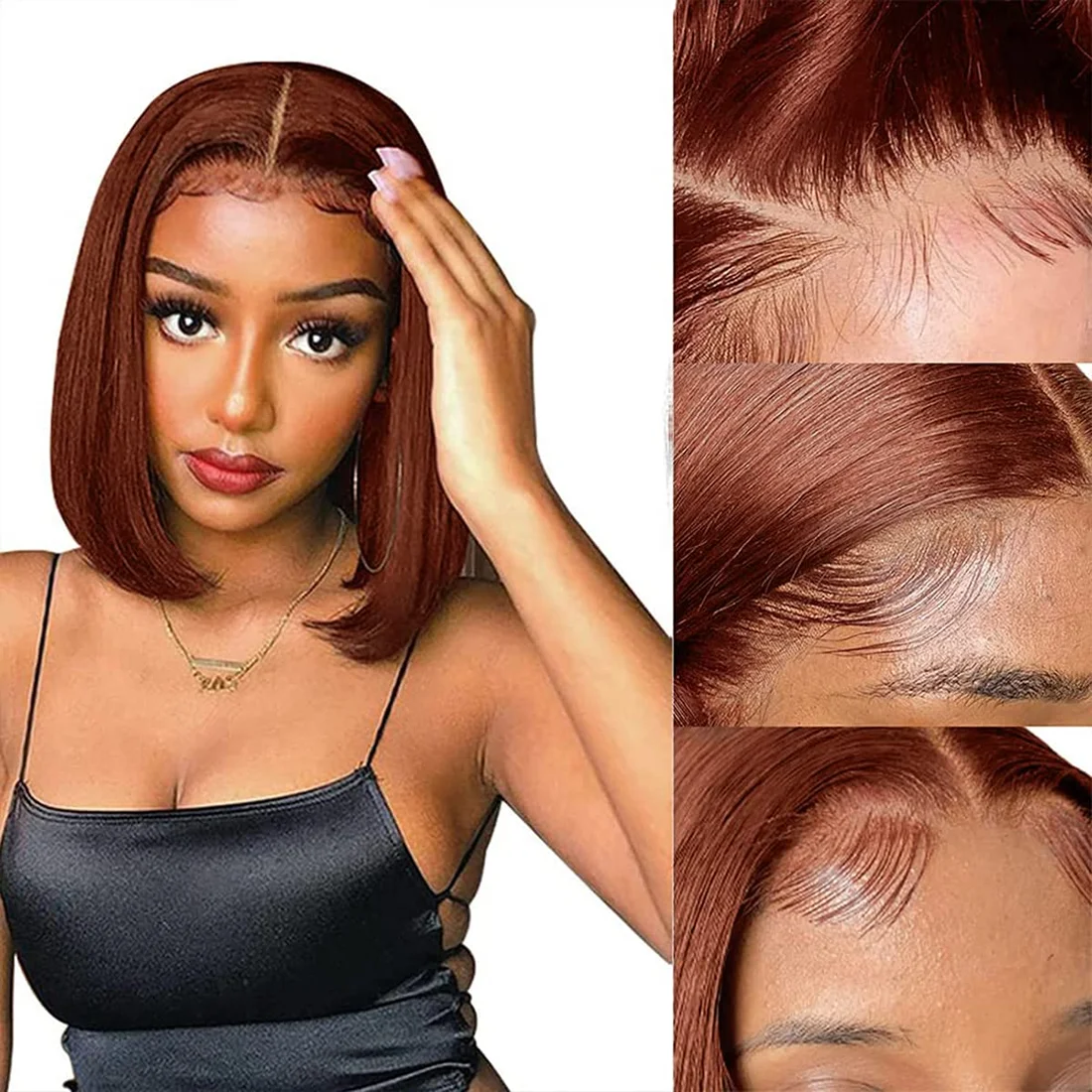 Reddish Brown Bob Wig ISEE Hair Wear And Go #33 HD 6x4 Straight Lace Front Wig Ready To Wear Human Hair Wigs Glueless Wig