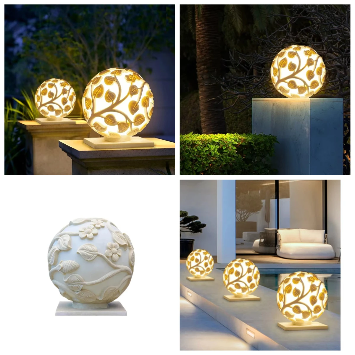*IP65 Waterproof Outdoor Solar Bollard Light with Artificial Stone Finish 3000K Color Temperature for Garden Wall Pillar Lightin