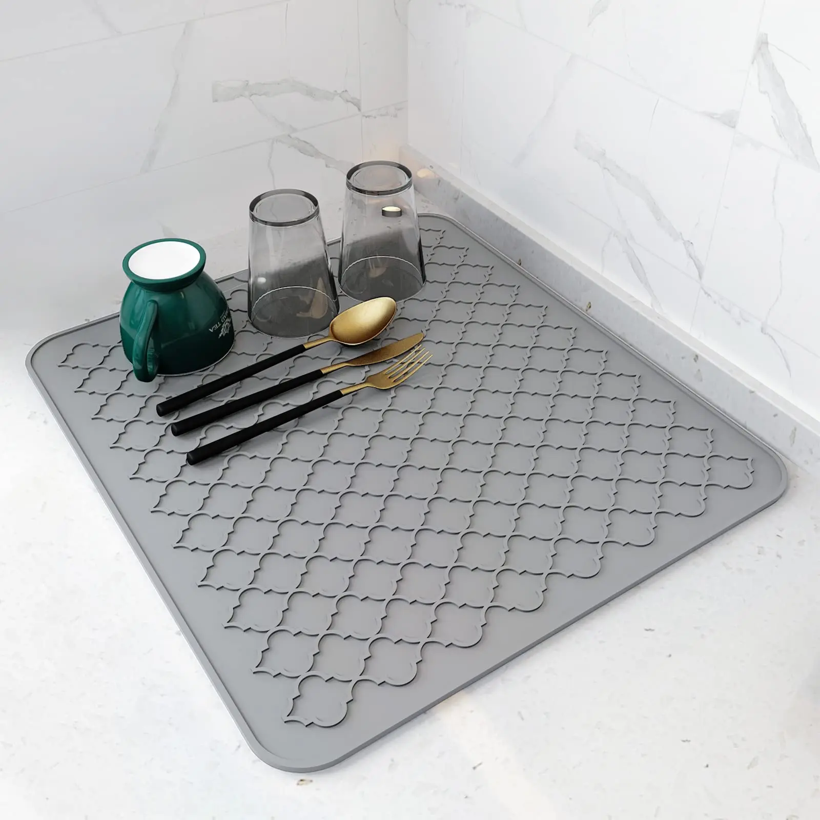 Silikon-Trockenmatten für Küchenarbeitsplatten Umweltfreundlich Rutschfest Leicht zu Reinigen Hitzebeständige Matte - Küchenzubehör Küchenaccessoires