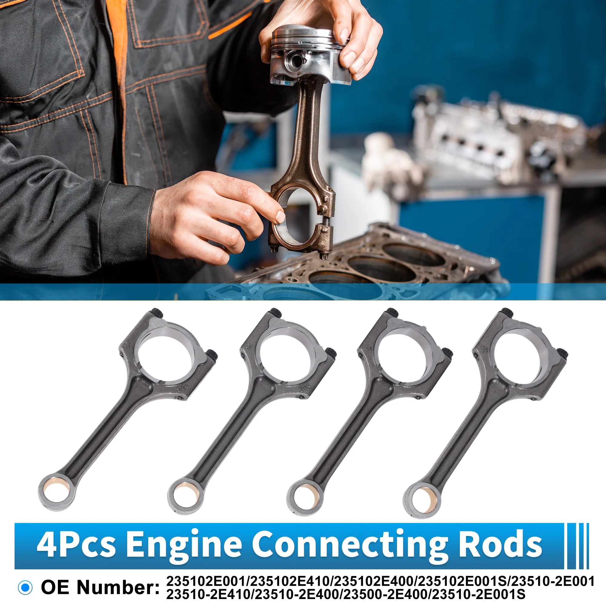 UXCELL 4 Stuks Motor Drijfstang voor Hyundai Elantra 2011-2015 voor Hyundai Elantra GT 2013-2017 Con staven No.235102E001