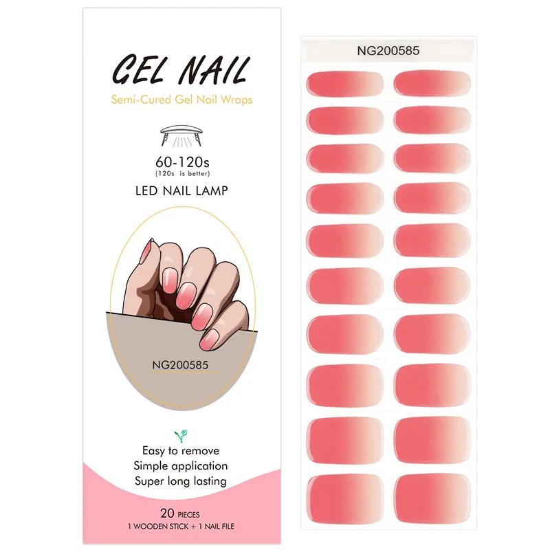 Parches de uñas semi curados en forma de corazón, adhesivos de color sólido de cobertura completa para uñas, necesitan lámpara UV, uñas postizas para manicura DIY 5