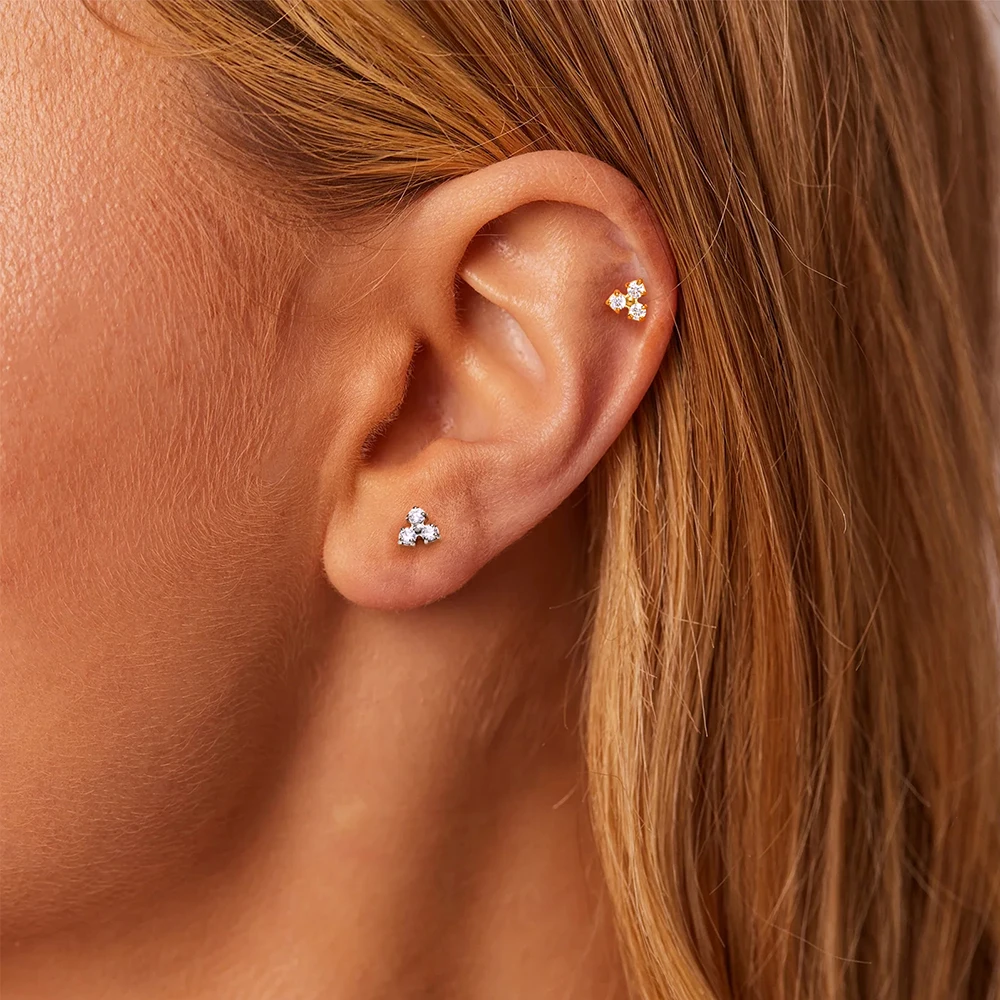 ASTM F136 Titan Tiny Trinity CZ Blumen-Labret-Stud 16G Knorpel-Ohrring Nasen-, Lippen-, Tragus-, Conch-, Helix-, Ohrläppchen-Piercing-Schmuck – Detail 9