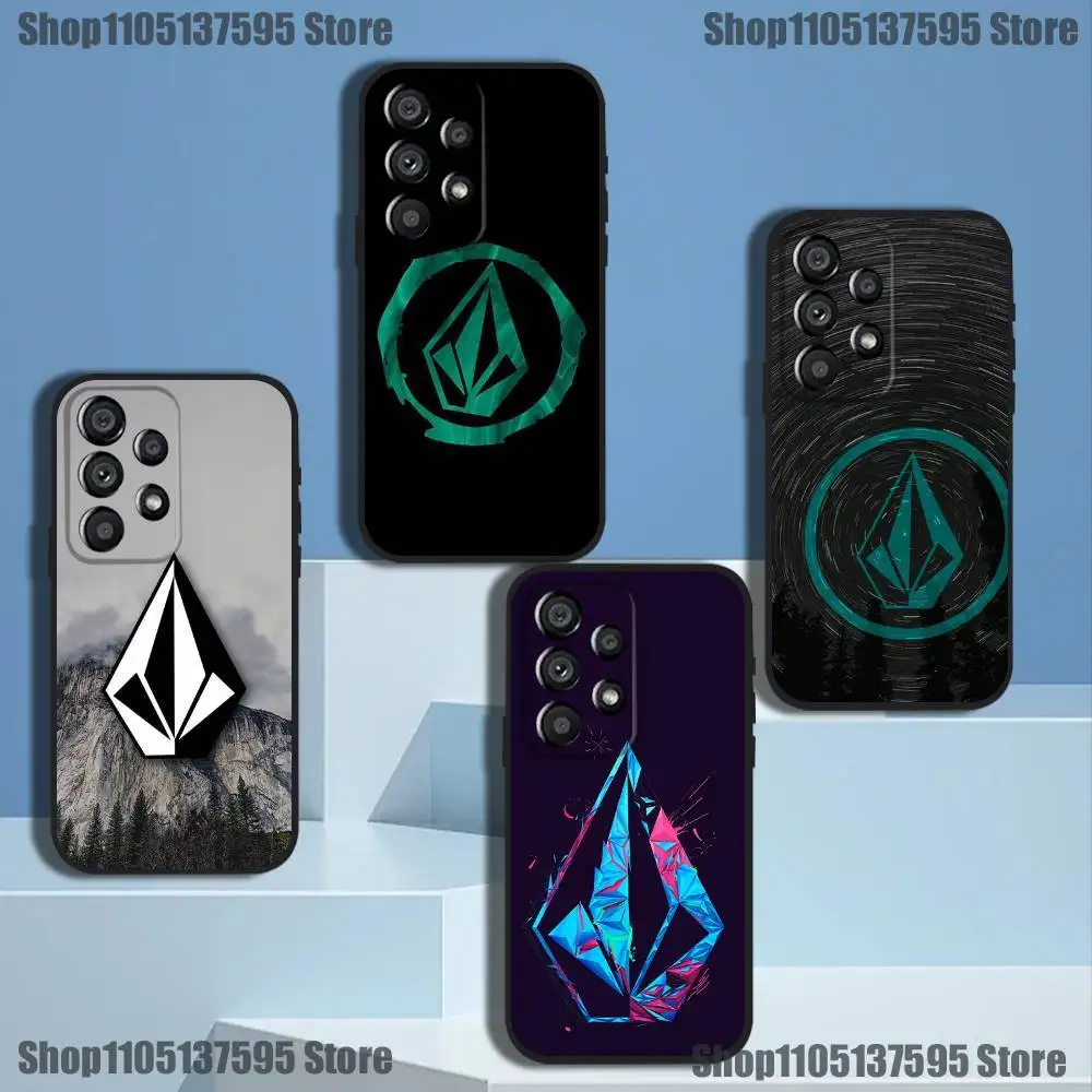 

Fashion V-Volcom Sport Style Phone Case For Samsung Galaxy A73,31,32,72,41,53,52,71,22,5G,Note,J7,8,9 Soft Black Cover
