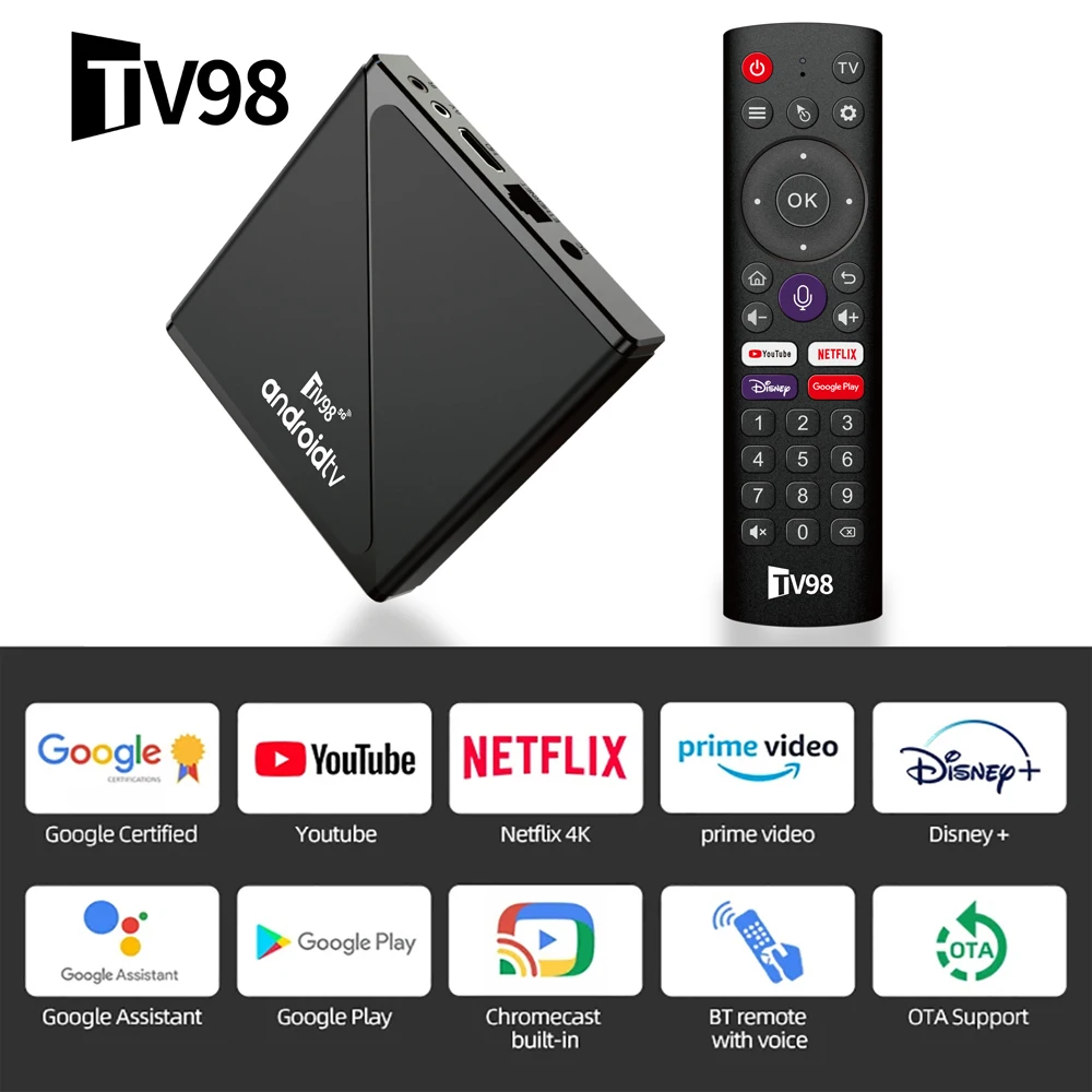 TV Box Salange Android TV98 ATV PRO 1G 2G RAM 8G 16G ROM BT 5.0 Smart IPTV BOX Allwinner H313 Quad Core USB HDMI 2.0 Compatible