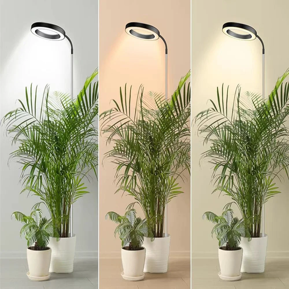 6-Inch LED Plant Growth Light Full Spectrum round Disk Adjustable Height Extension Pole Timed Dimming Feature for Gardening