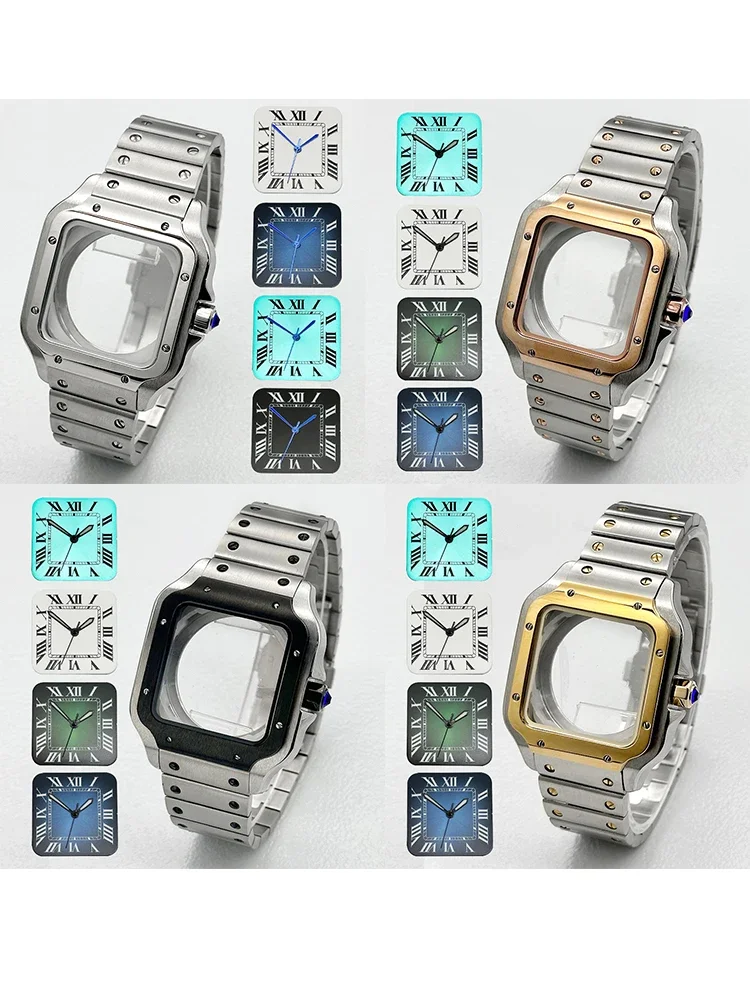 38mm NH35 Santo Mod Watch Case And Bracelet Kit Transparent Back Cover Fits 7S26 NH35 NH36 Movement Compatible Band