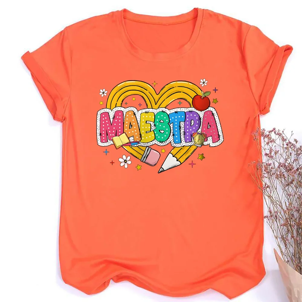 Maestra Shirt Spanish Teacher Shirts Back To School Gift Clothes Retro Spanish Teacher\'s Short Sleeve Tops Maestra School Tee