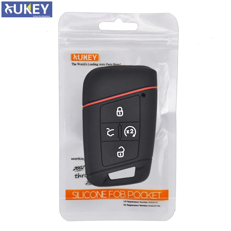 For Volkswagen VW Tiguan Passat Golf Alltrack 2018 2019 Silicone Remote Key Case Fob Shell Cover Skin Pocket 4 Button