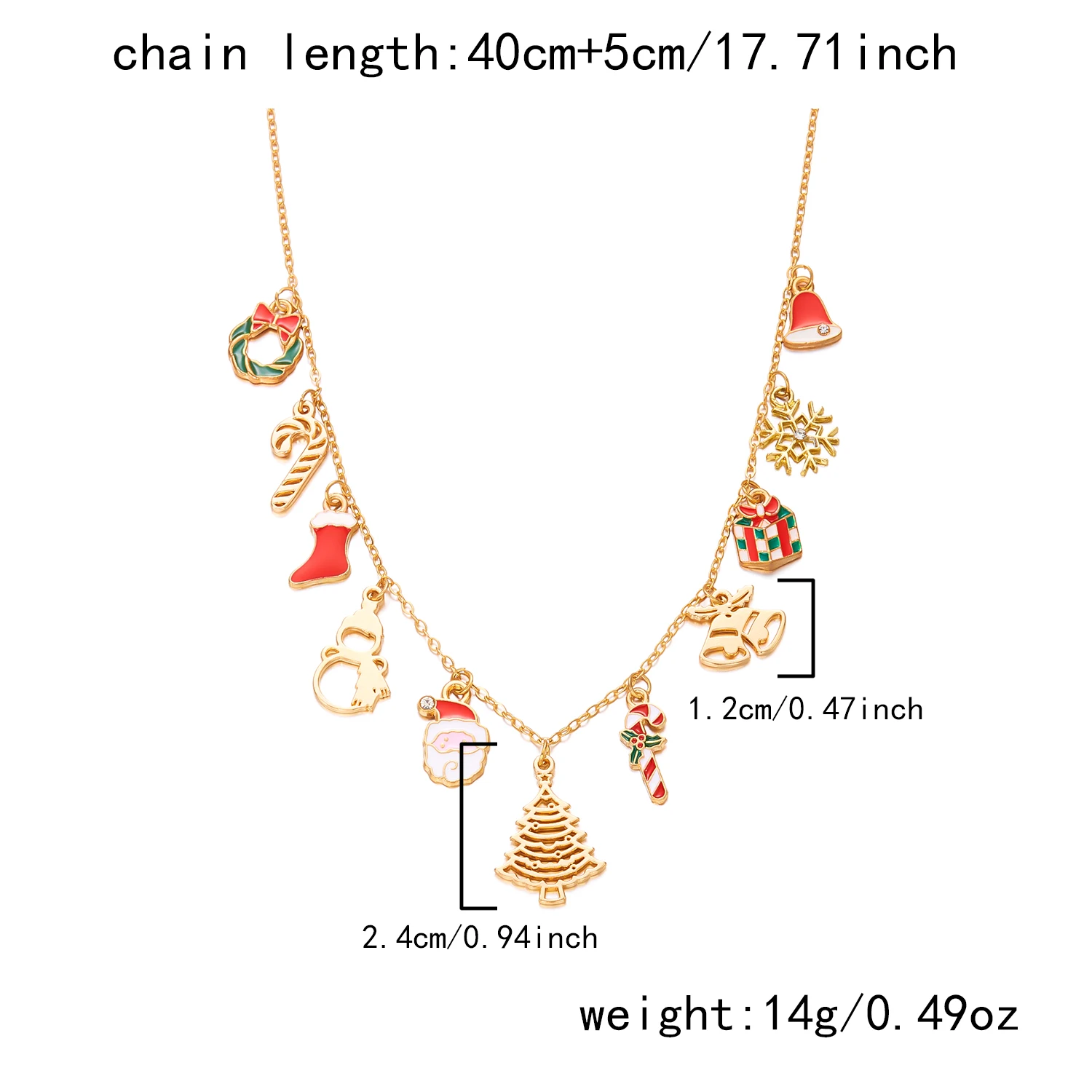 Klassische handgemachte Weihnachtsbaum Schneemann Rohr Halskette für Frauen trendige goldene Farbe Santa Schneeflocke Halskette Schmuck Zubehör – Detail 15