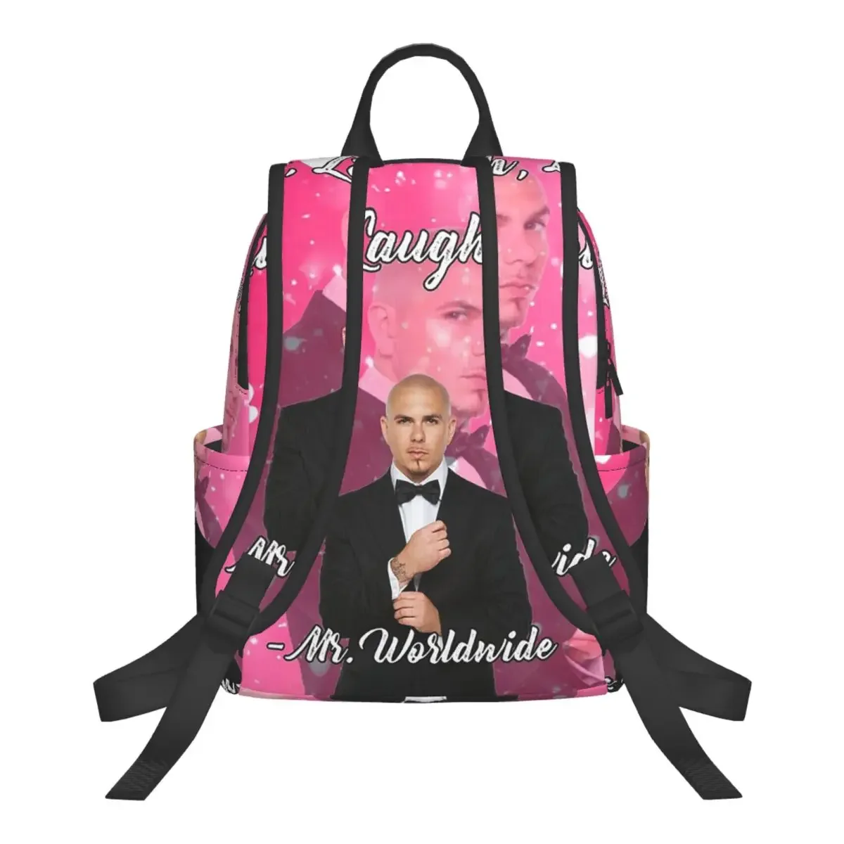 Mr. Worldwide Says To Live Laugh Love Pink Student Backpack School Bag Hiking Travel Daypackfor Boys Girls Bookbag Shoulder Bags