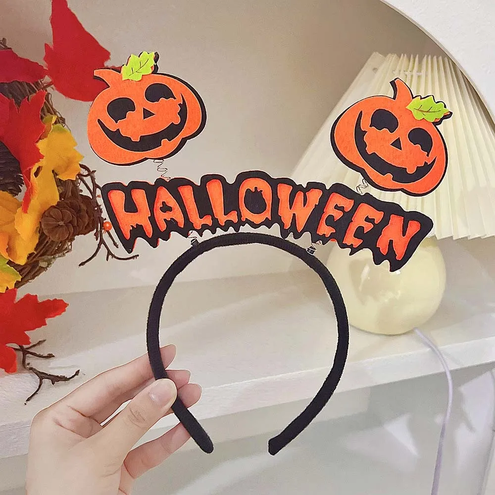 Bats Halloween Headband Spider Headwear Pumpkin Hairbands DIY Hair Accessories Headdress Spider Web Head Wrap Boys/Girls