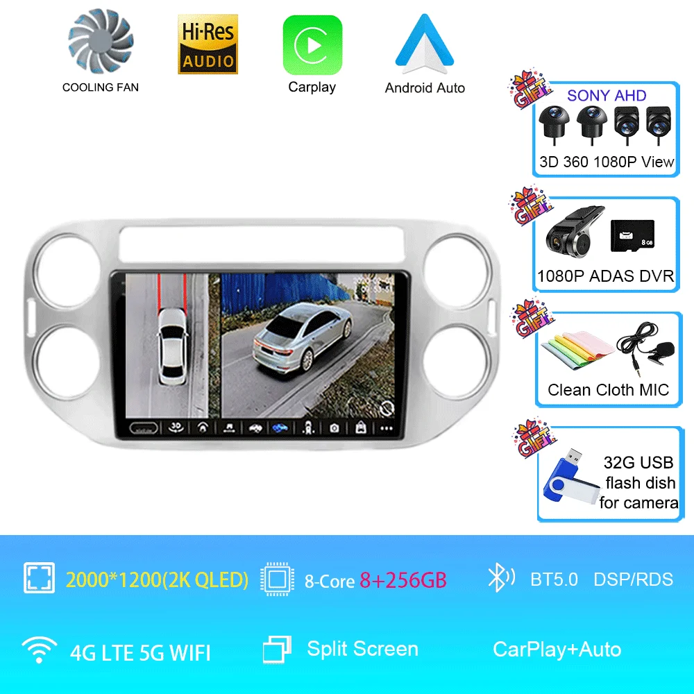 Android 16 voor Volkswagen VW Tiguan 5N 2007-16 VW Golf Plus 2004-13 9 inch CarPlay autoradio GPS navigatie head unit