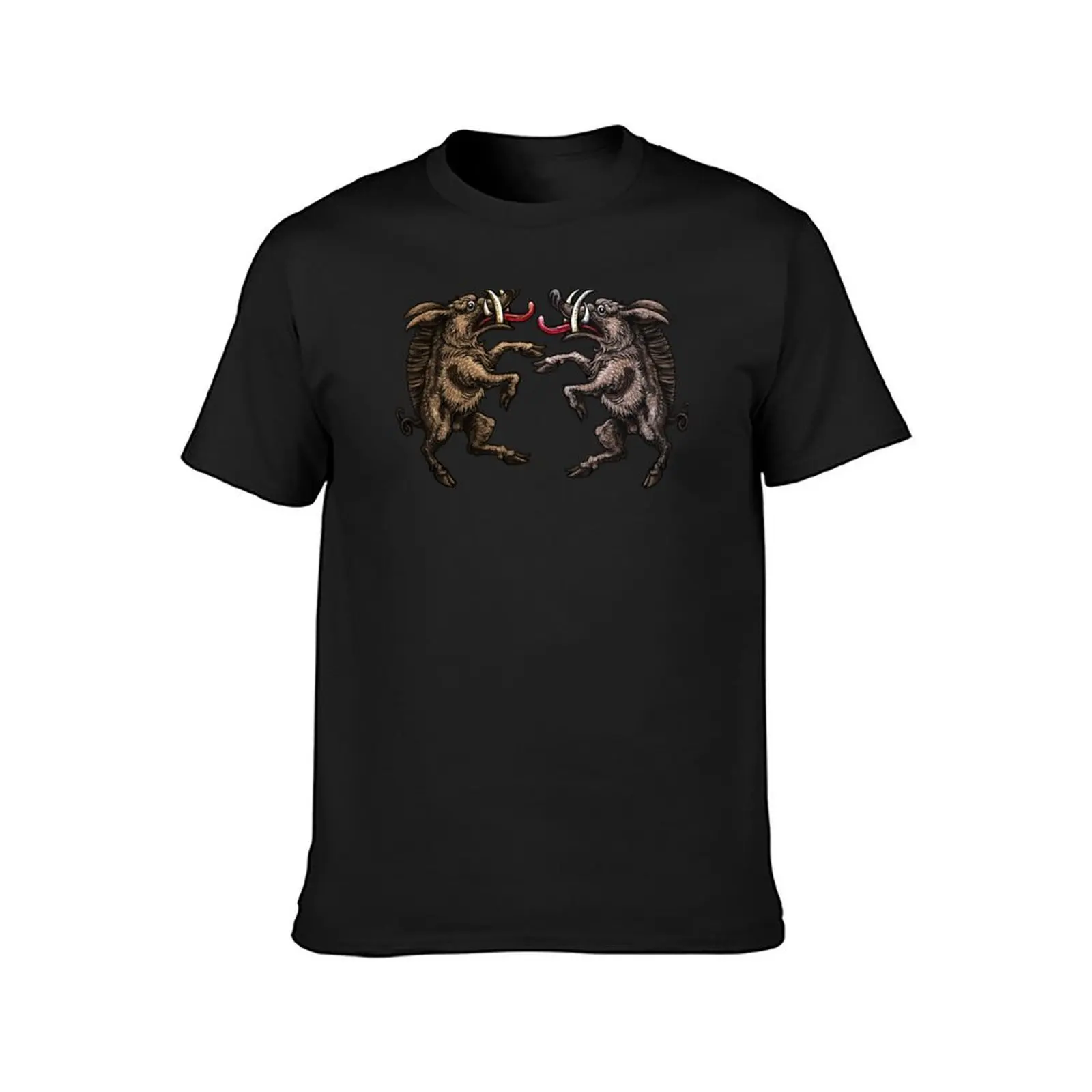 Medieval Heraldry: Pugilistic Boars T-Shirt boys animal print shirts graphic tees anime t shirts for men cotton