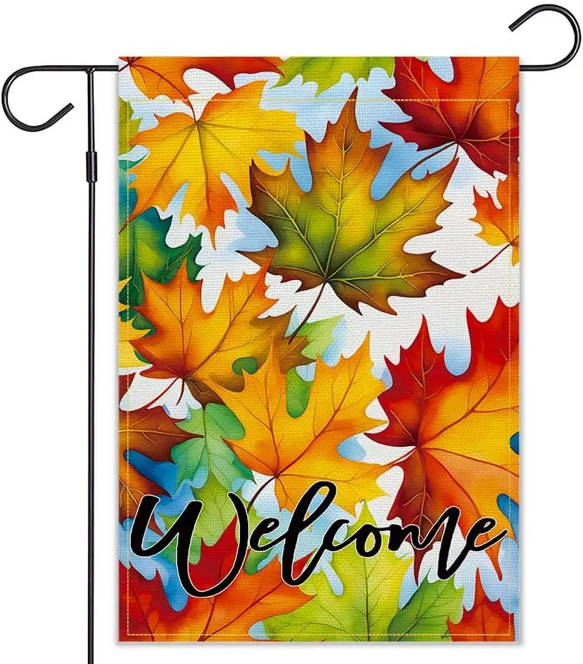 Bandeira de Jardim Balgardekor Welcome Fall com Folhas de Bordo Dupla Face para Decoração de Outono (Folhas, 18"L x 12"W) TTW LLG GGO
