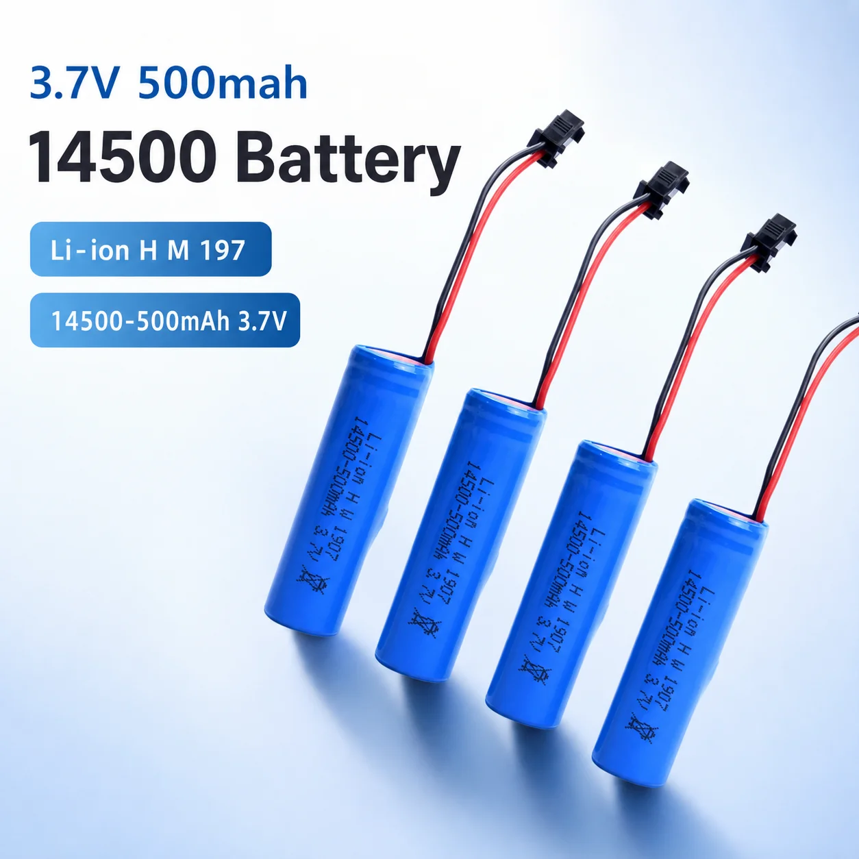 Rechargeable 14500 Li-ion Battery 3.7V 500mAh with SM-2P Plug Replacement Battery for Stunt Car Boat Tank Truck Toy