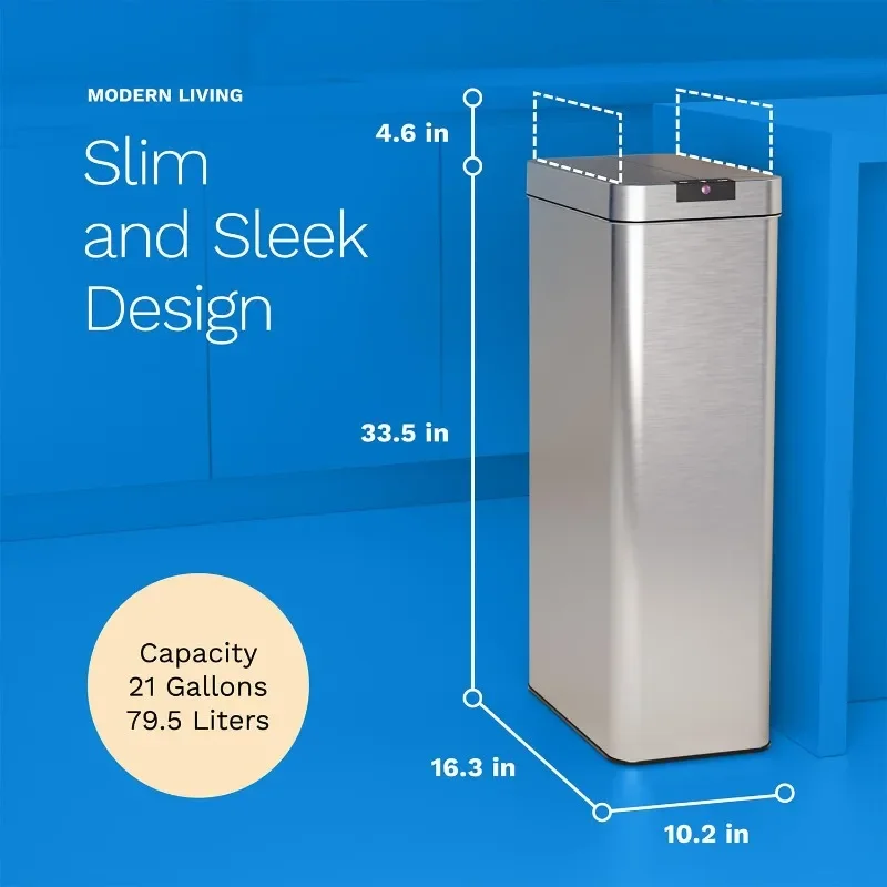 HOmeLabs-cubo de basura automático para cocina, cubo de basura de acero inoxidable, sin Sensor de movimiento táctil, tapa de mariposa