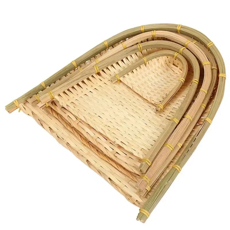 Bamboo Woven Craftwork Wall Decoration Shooting Props Background Bamboo Woven Dustpan Opening Small Dustpan Weaving Veggie Tray