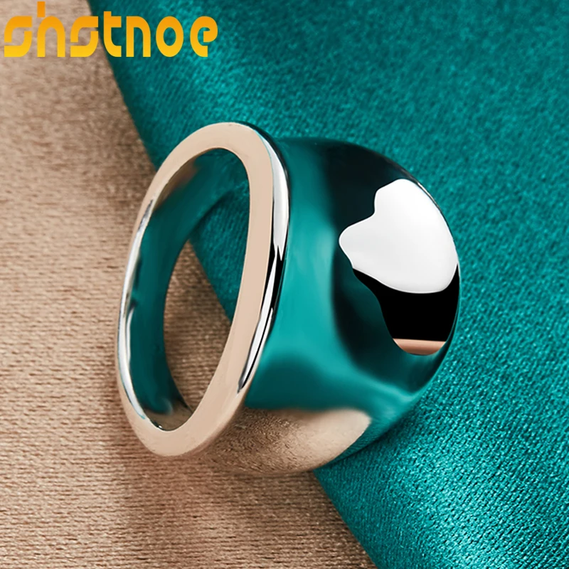 

925 Sterling Silver Smooth Concave Ring For Man Women Engagement Wedding Charm Fashion Party Jewelry Gift