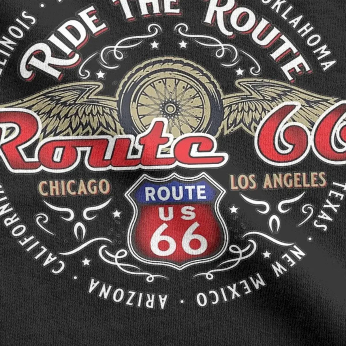 Ride The Route 66 T-Shirt untuk Pria Wanita Pria lucu katun murni TEE Crew Neck lengan pendek T Shirt hadiah ulang tahun pakaian