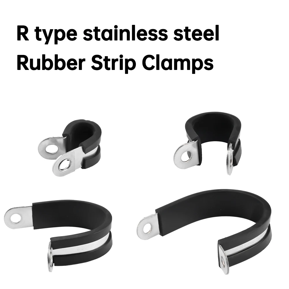 

5PCS Stainless Steel Rubber Lined P Clips Pipe Clamp Cable Mounting Hose Pipe R-type Clamp Hose Clamp Fixed Clamp Pipe Bracket