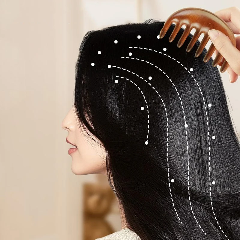 

Массажная расческа из сандалового дерева, меридианная расческа для головы, расческа для лица, глаз, плеч, шеи, соскабливание, антистатическая расческа с широкими зубьями