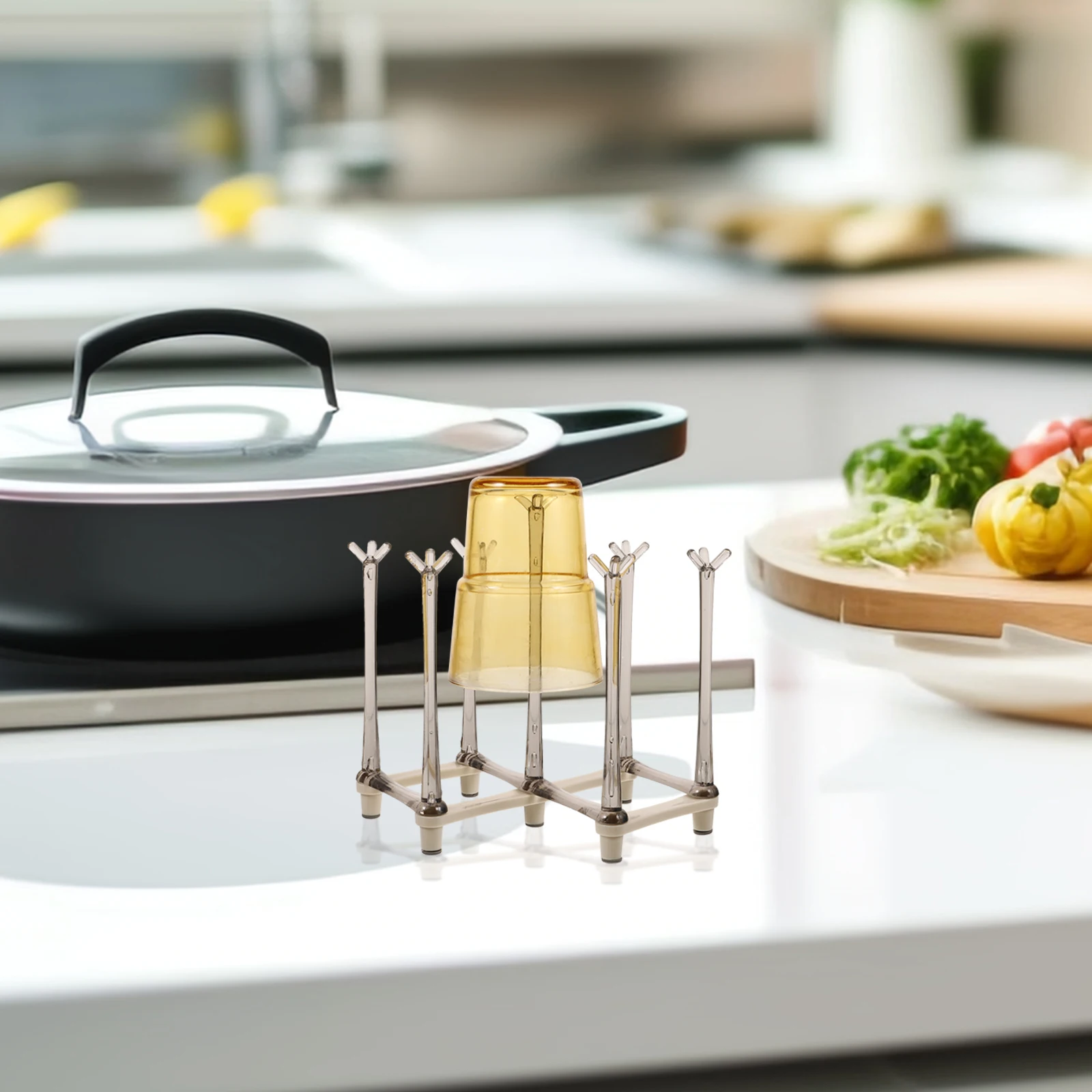 

Retractable Cup Drainer Drying Stand Cream White Coffee Cups Drying Rack Modern Kitchen Bar Office Mug Rack Tea Coffee