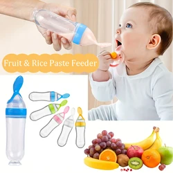 90ML Baby Squeeze Feeding Bottle Toddler Silicone Squeeze Feeding Spoon Training Rice Cereal Food Spoon Complementary Feeder