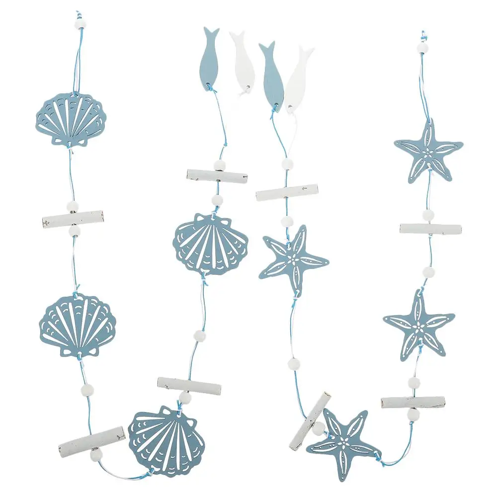 

2 шт. деревянная ракушка Настенный декор Пляжная тема Домашний подвесной кулон в средиземноморском стиле Спальня Офис Легкий вес