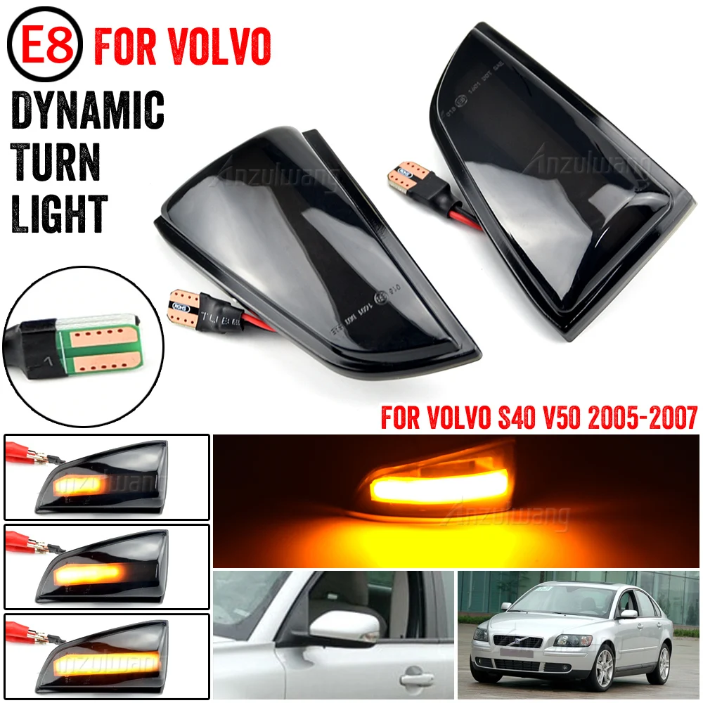 

2pcsSide Mirror Blinker Indicator Sequential Light For Volvo S40 V50 2005 2006 2007 LED Dynamic Turn Signal