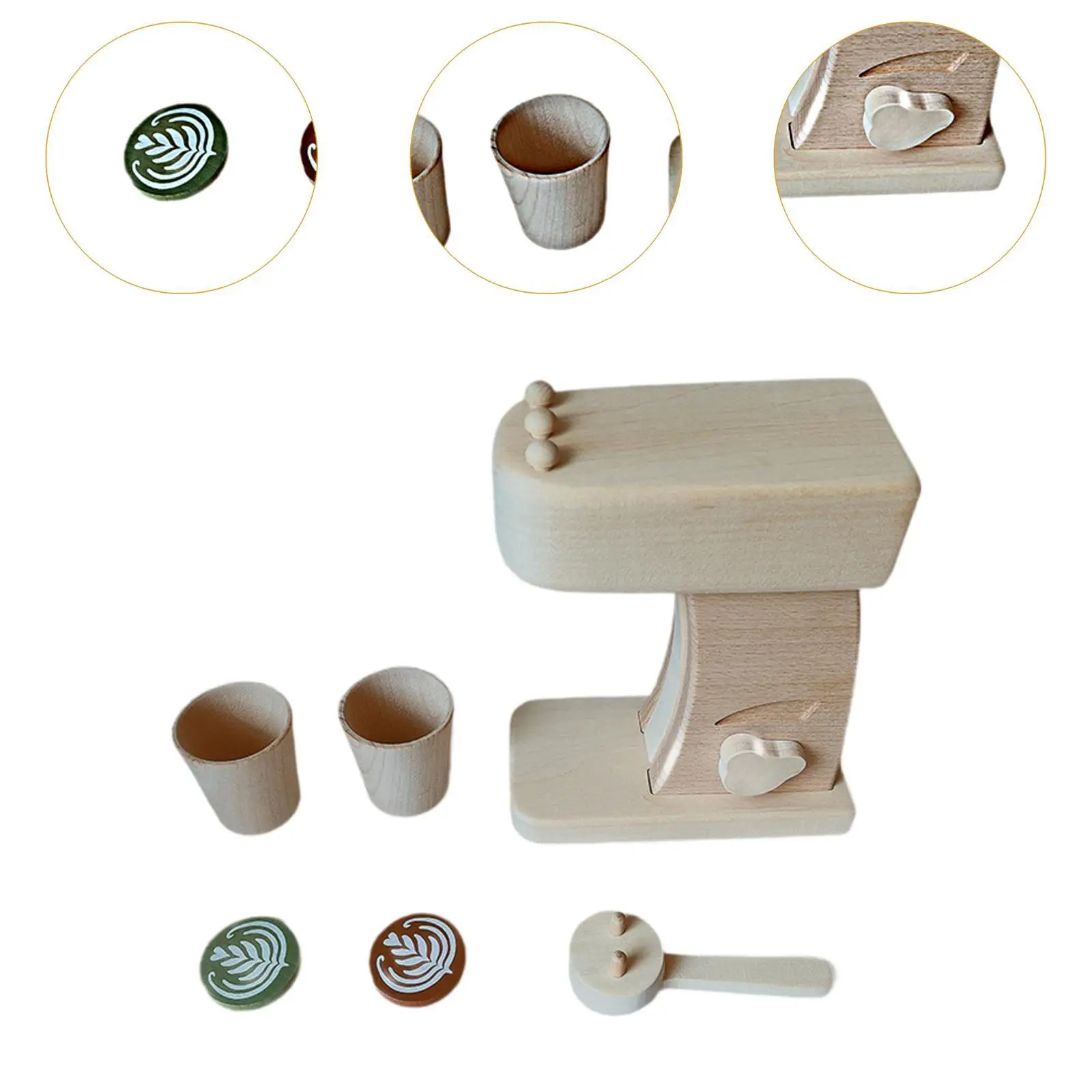 Holz-Kaffeemaschinen-Set, Spielküchen-Zubehör für Mädchen und Jungen, Geburtstagsgeschenke