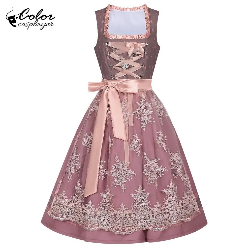 

Color Cosplayer Oktoberfest Dress Medieval Girl Dress Vintage Cosplay Costume Pink Beer Festival Outfit Women Carnival Wear