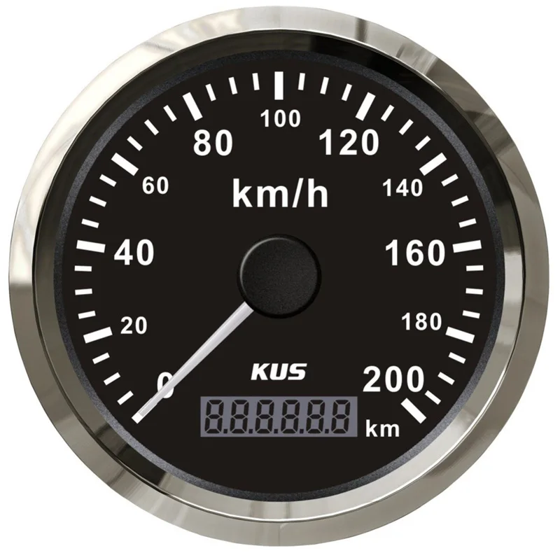 

KUS 85mm Pointer GPS Speedometers 0-200Km/H Display Speed Mileometers with Antenna Red or Yellow Backlight for Auto Boat Truck