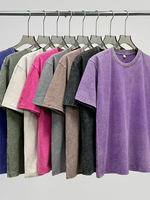 2025 Summer Washed T-Shirts 230G Heavy Cotton Vintage Faded Color Oversized Unisex Basic Tee Short Sleeve Loose Workout Tops