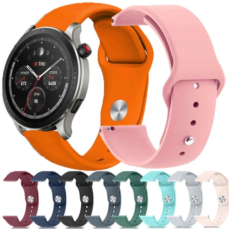 Soft Silicone Strap For Amazfit Bip 3/GTS/2/2e/2mini/3/4/4mini Stratos Pace 2/2S/3 GTR 47mm For Amazfit GTR 2/2e/3/3Pro/4 Band