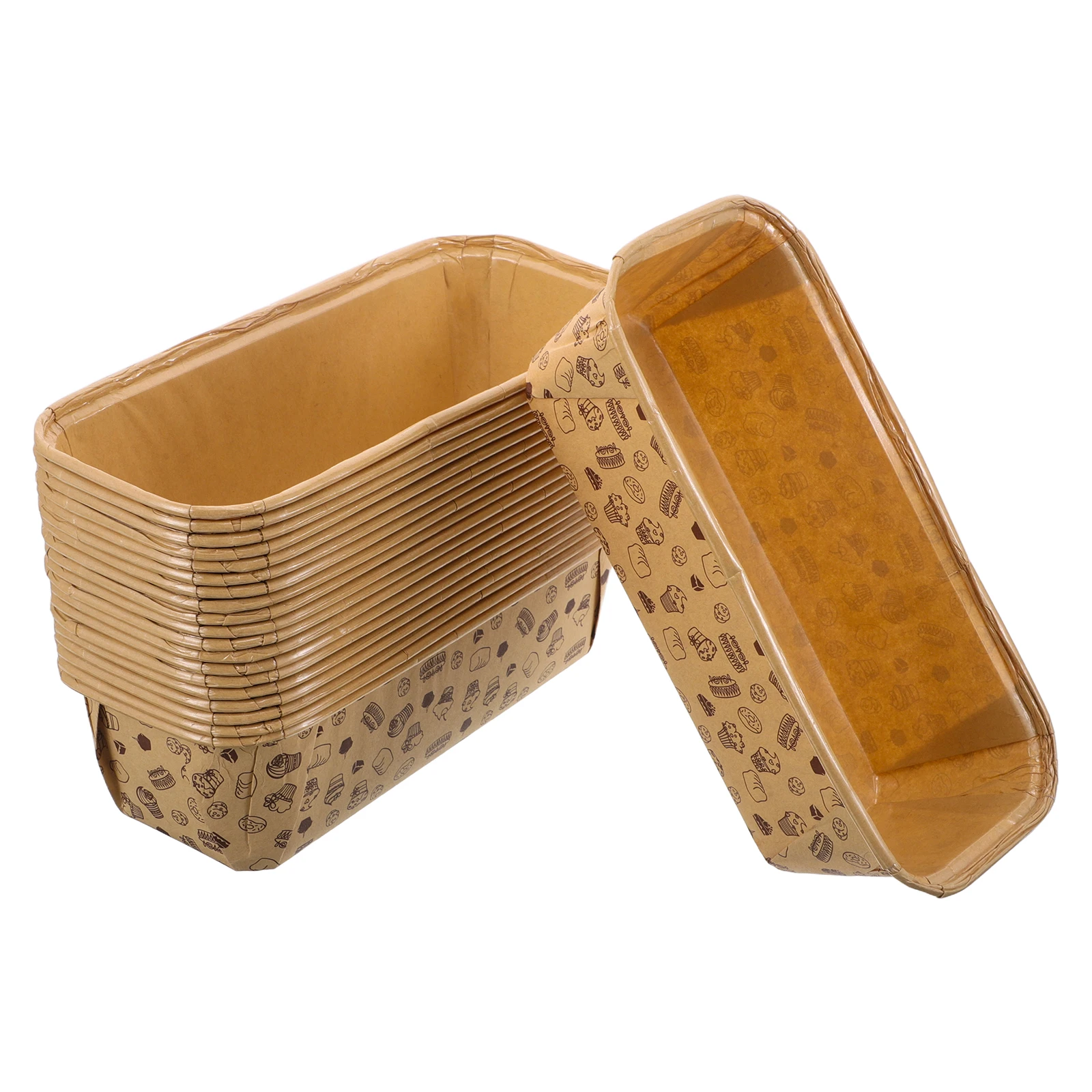 

20pcs Cake Box 7.47X3.54X2.16In Disposable Baking Loaf Pans High Heat Resistance Non-Stick Greaseproof Paper Molds For Bread