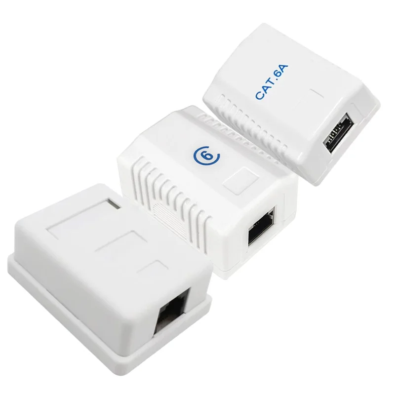 RJ45 Connector UTP CAT6 STP CAT6A Desktop Junction Box Single 1-Port Network Cable Adapter Ethernet Extension PCB Crimping STY