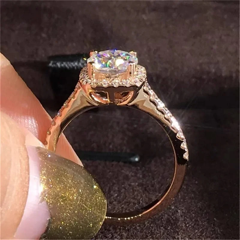 CC Marriage Rings For Women Luxury Rose Gold Color White Zirconia Stone Party Wedding Engagement Accessories Bijoux CC627