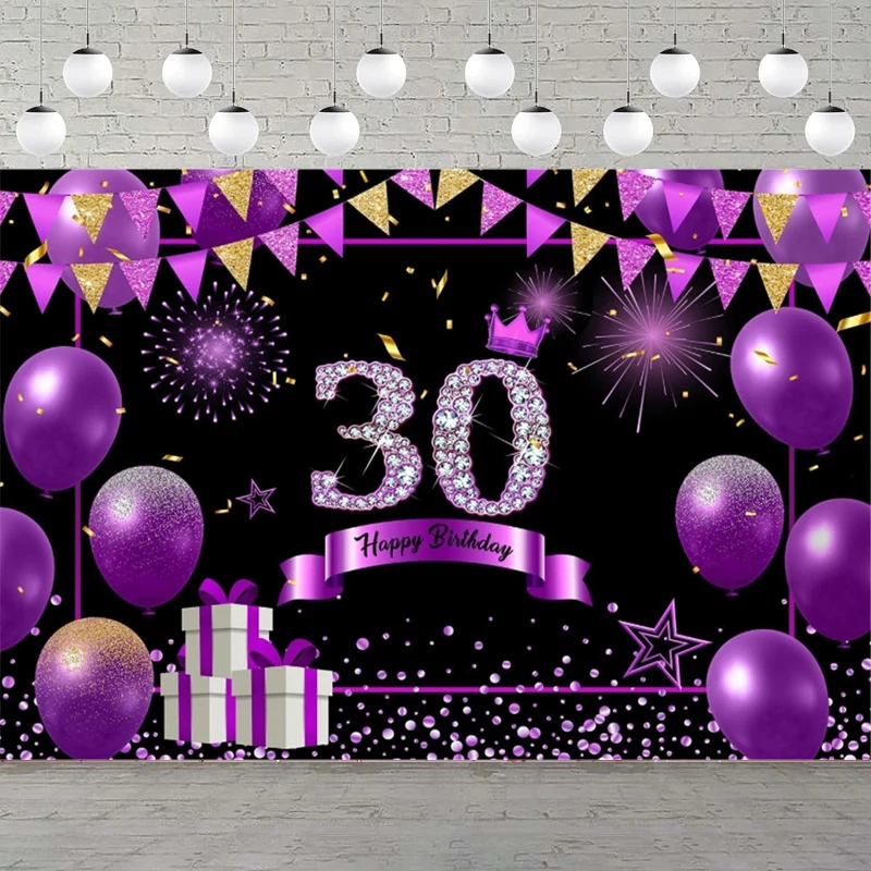 

Фон для фотосъемки с 30-м днем рождения, украшение для вечеринки, баннер, фон для женщин-золотисто-розовый плакат