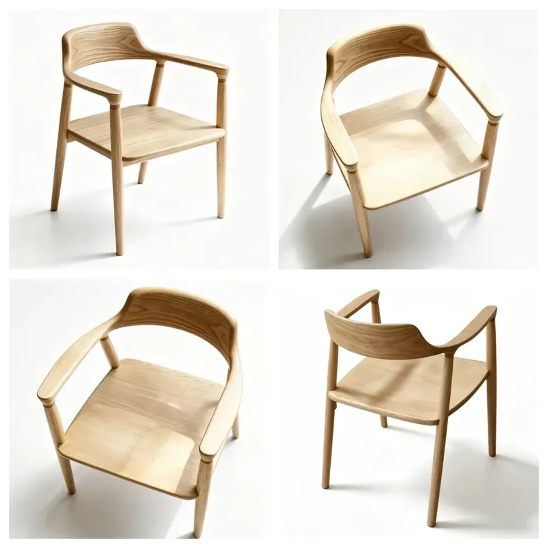 Natural continuous curved armrest, environmentally friendly and durable, suitable for integrated dining chairs in family life