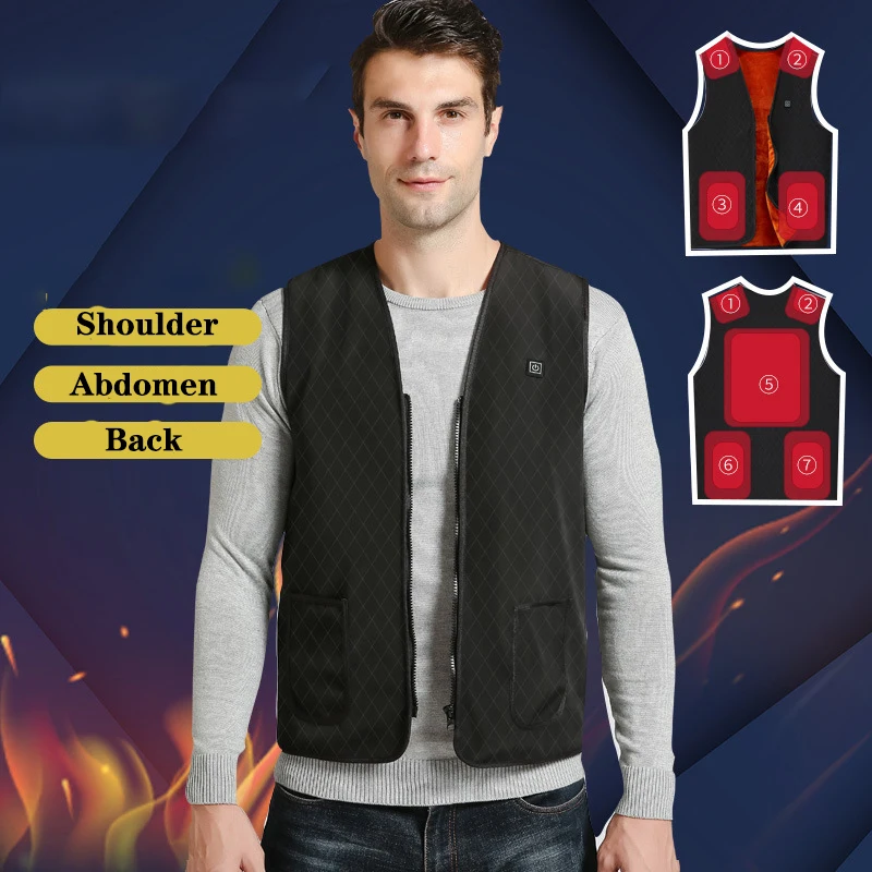 Intelligent Heated Vest Men Women Electric Heated Vest Jacket Heating Waistcoat Thermal Warm Outdoor Coat Winter USB Heater