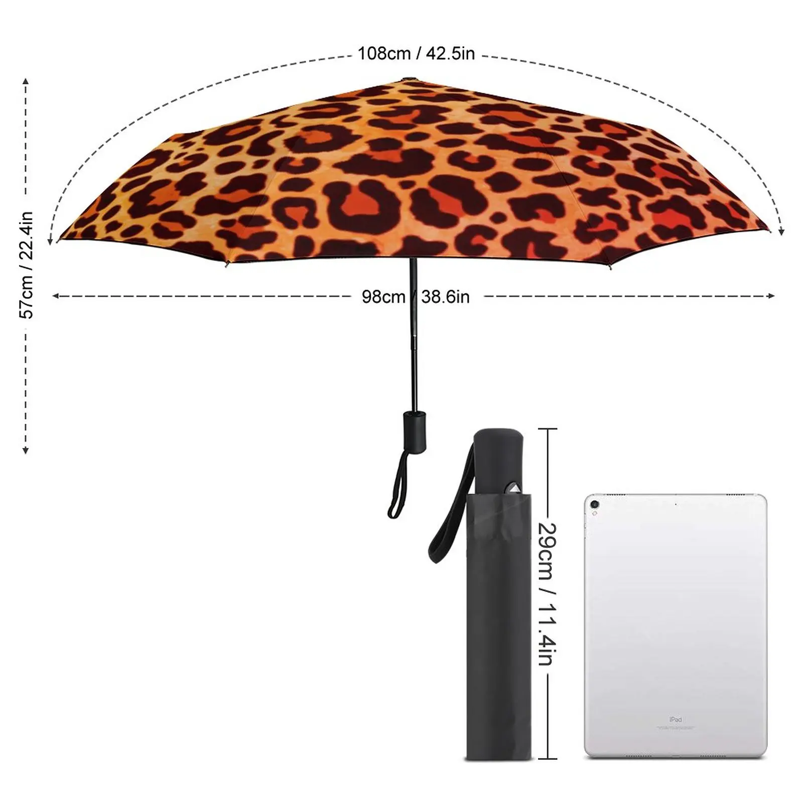 Trendy Print Leopard Umbrella Animal Print Wind Proof Beach Umbrella Unique Auto Design Folding Umbrella