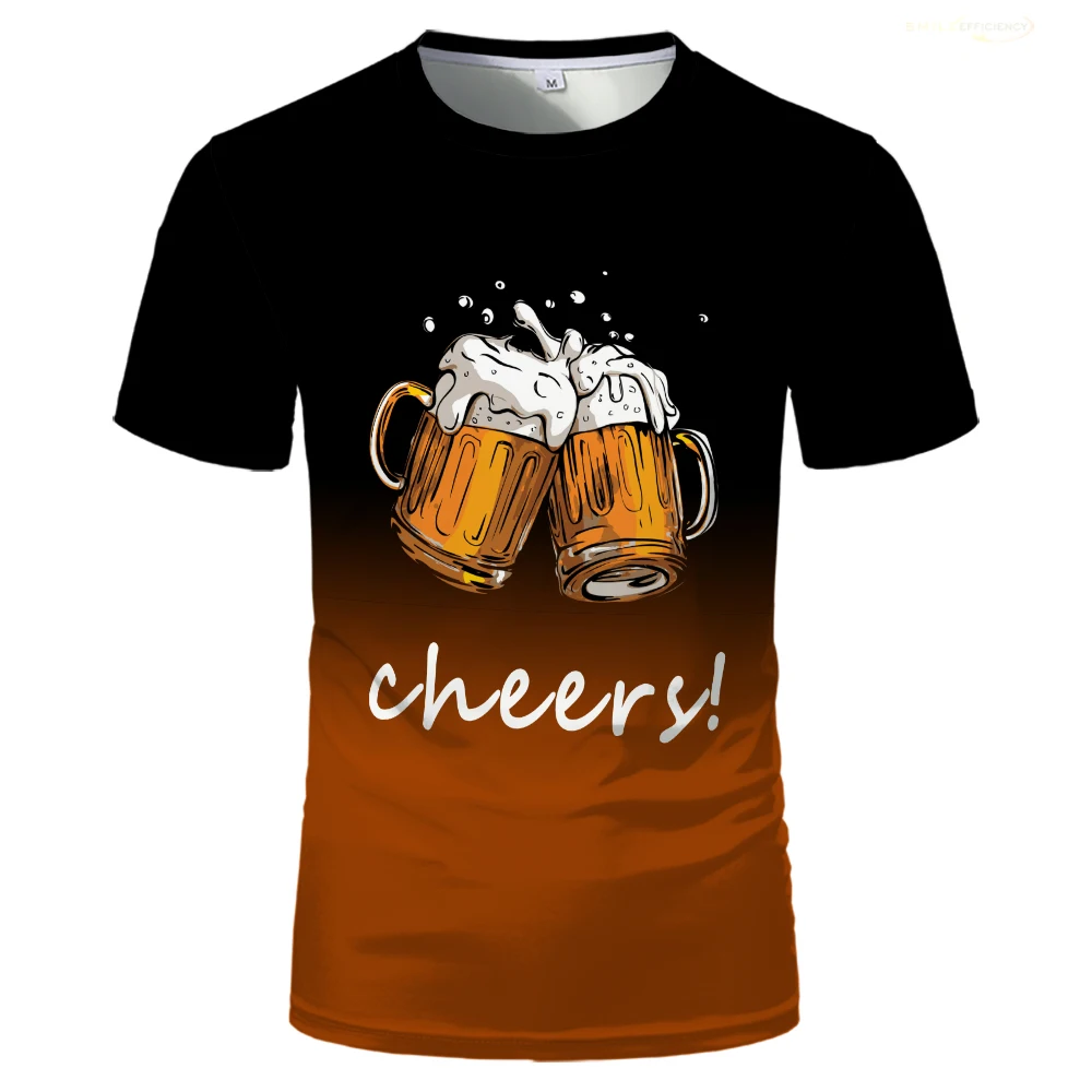 

Beer Graphic T-shirt Street Fashion Gradient 3d Printing Loose Men's Tops Simple Casual Unisex Round Neck Short Sleeve Clothing