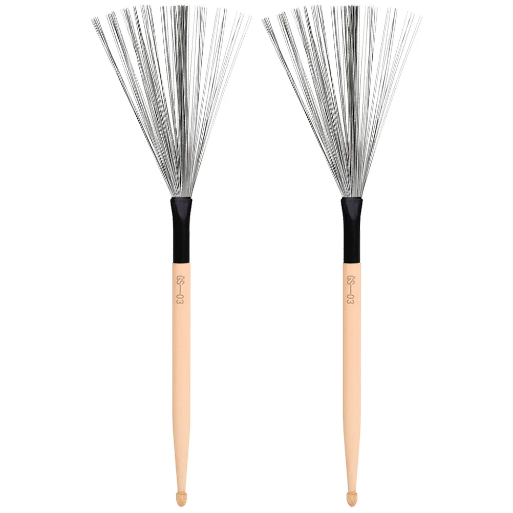 

1 Pair Maple Wood Sticks Carbon Steel Wire Brush For Jazz Drums Percussion Instrument Durable Drum Accessory Professional Drum